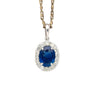 2.5 Carat Oval Cut Sapphire & Diamond Halo in 14K White Gold Pendant