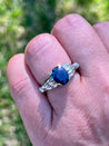 2.50 Carat Oval Cut Blue Sapphire in 14k White Gold Ring