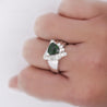 2.50 Carat Triangle Checkerboard Tsavorite & Diamond White Gold Statement Ring