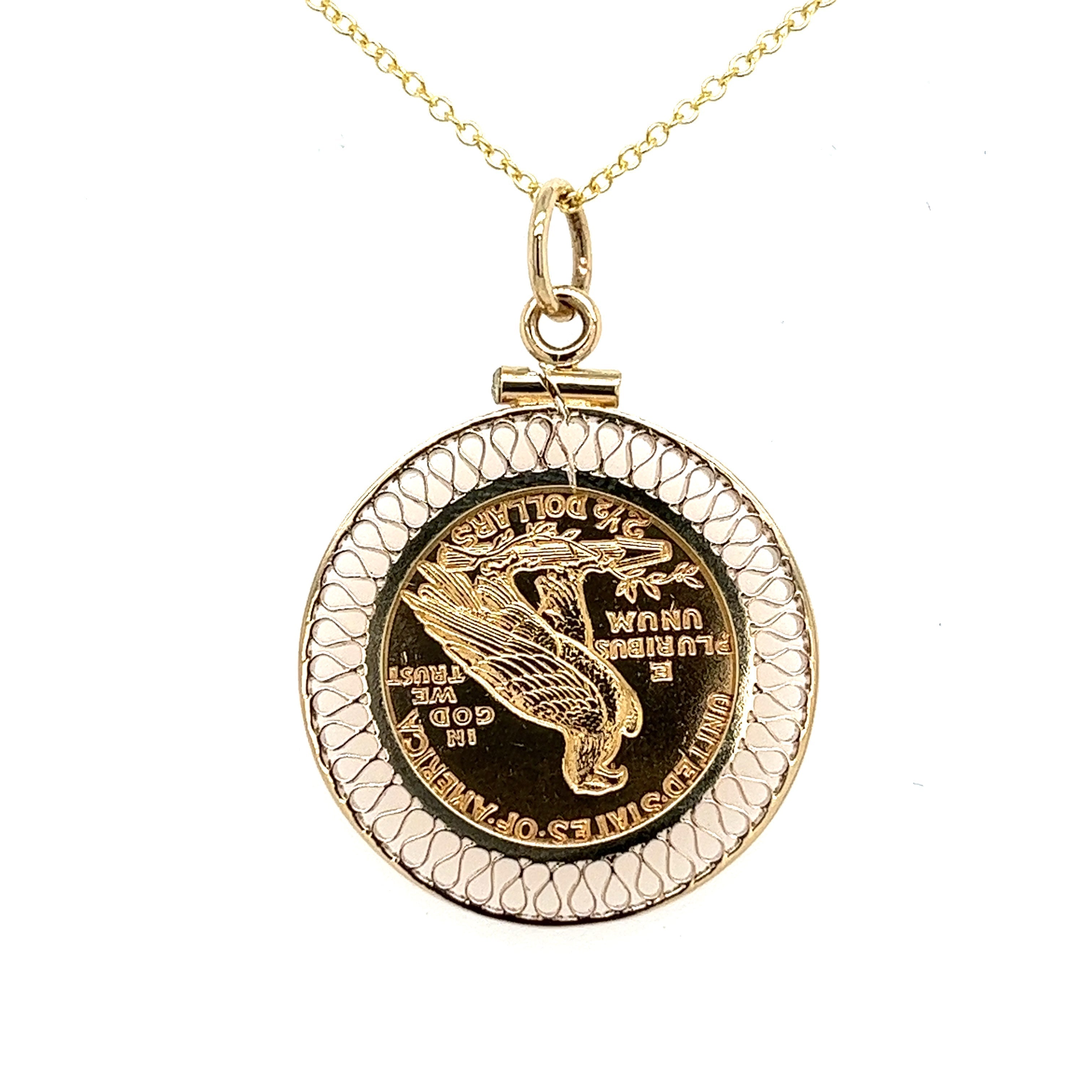 2.50 Dollar Quarter Eagle US Gold Coin Pendant 14K Gold Bezel Setting (Pre-1933)-Gold Pendant-ASSAY