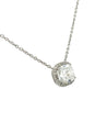 2.51 Carat Cushion cut Lab Grown Diamond CVD Pendant With Diamond Halo in Platinum 950 Setting | Cable Chain