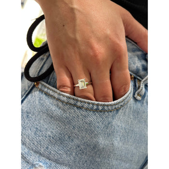 Diamant de laboratoire taille émeraude 2,54 carats G/VS1, Bague en or blanc 14k | Certifié IGI – Assay Jewelers