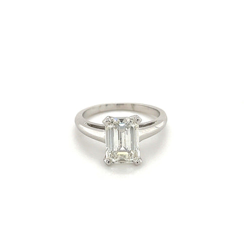 VS1 Emerald Cut Lab Grown Diamond Ring in 14k White Gold | IGI Certified