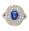 2.56 Carat No Heat Kashmir Blue Sapphire in Platinum Diamond Halo Ring