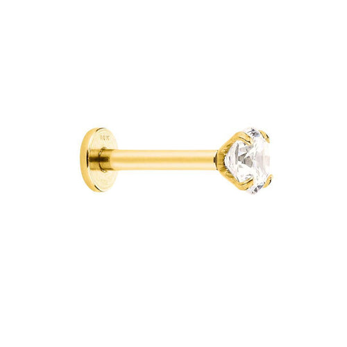 2.5mm Diamond in 14K Gold Flat Back Single Stud Earring