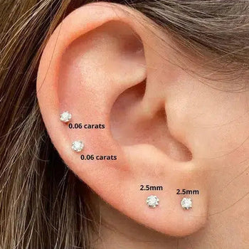 2.5mm Tiny Natural Diamond Stud Earrings in 925 Sterling Silver – Assay Jewelers