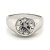 2.6 Carat Round Cut Lab Grown Diamond in 14K White Gold Bezel Set Mens Solitaire Ring