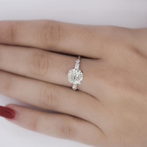 2.61 Carat European Cut M-N/VS1 Diamond Vintage Art Deco Engagement Ring