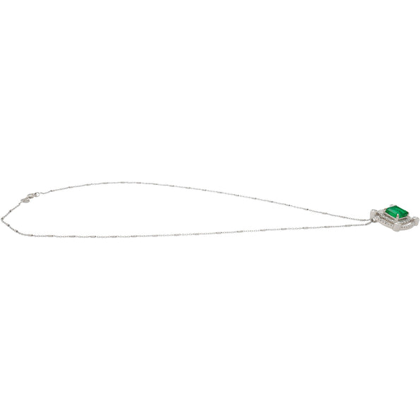 2,72 carats, collier en or blanc 18 carats avec émeraude colombienne verte Muzo certifiée GRS, faible huilage