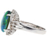 2.78 Carat Black Opal and Diamond Halo Platinum Filigree Ring