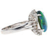 2.78 Carat Black Opal and Diamond Halo Platinum Filigree Ring