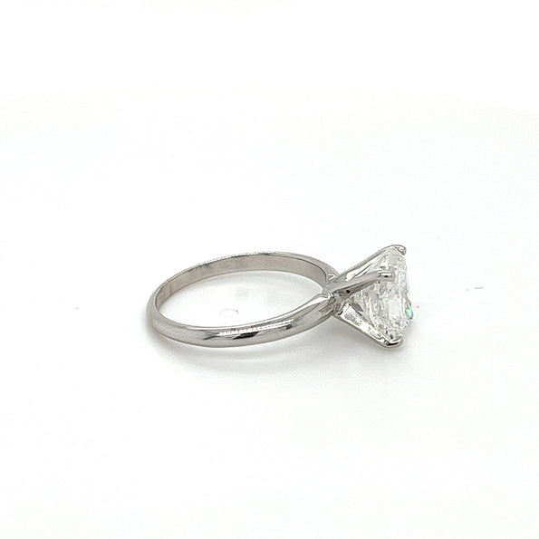Bague de fiançailles solitaire en or blanc 14K avec diamant cultivé en laboratoire de 2,79 carats, serti 4 griffes
