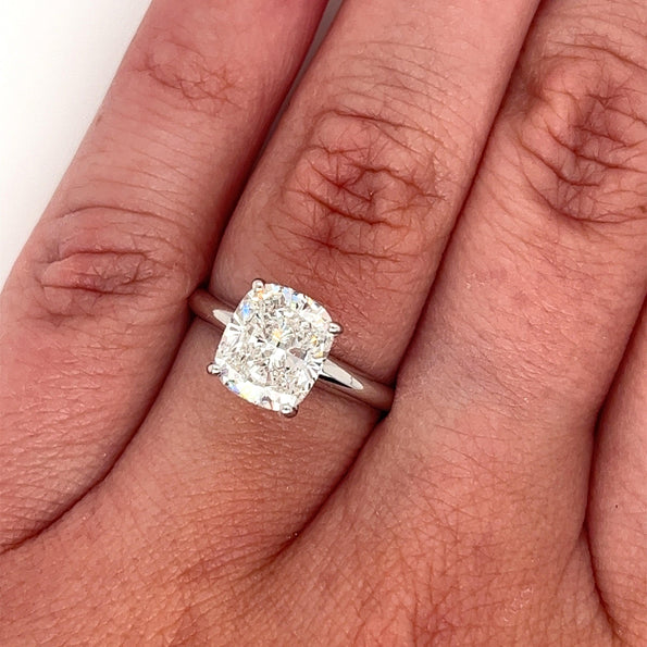 Bague de fiançailles solitaire en diamant de laboratoire de 2,79 carats, en or blanc 14K, sertissage à 4 griffes