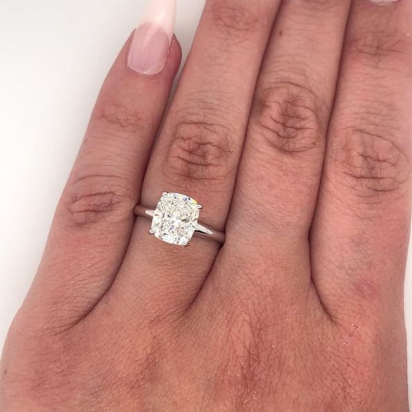 Bague de fiançailles solitaire en diamant de laboratoire 2,79 carat, or blanc 14K, sertissage à 4 griffes