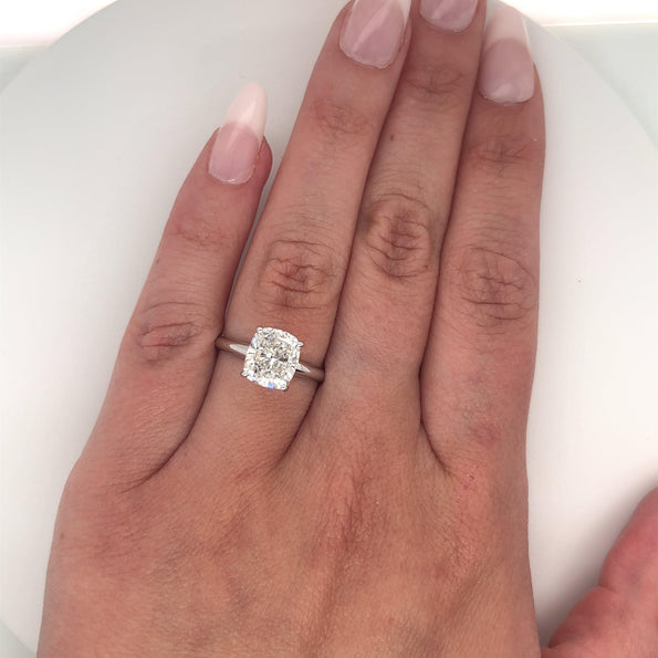 Bague de fiançailles solitaire en diamant de laboratoire 2,79 carats en or blanc 14K, sertissage à 4 griffes