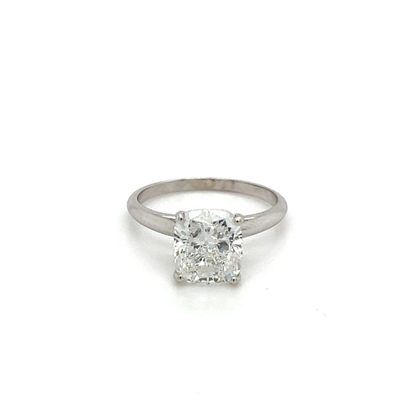 Bague de fiançailles en diamant de laboratoire 2.79 carat en or blanc 14K, solitaire à 4 griffes