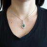 2.81 Carat Cabochon Emerald and Diamond 18K White Gold Pendant Necklace