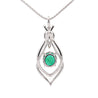 2.81 Carat Cabochon Emerald and Diamond 18K White Gold Pendant Necklace