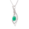 2.81 Carat Cabochon Emerald and Diamond 18K White Gold Pendant Necklace