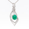 2.81 Carat Cabochon Emerald and Diamond 18K White Gold Pendant Necklace