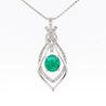 2.81 Carat Cabochon Emerald and Diamond 18K White Gold Pendant Necklace