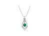 2.81 Carat Cabochon Emerald and Diamond 18K White Gold Pendant Necklace