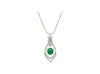 2.81 Carat Cabochon Emerald and Diamond Nouveau Pendant Necklace