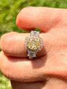 2.85 Carat GIA certified Yellow Cushion Diamond in Art Deco Style Ring