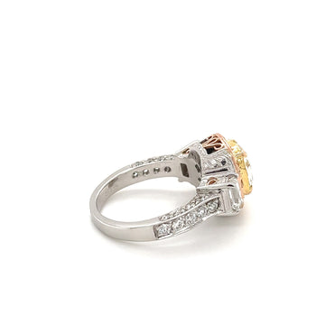 Bague Art déco en diamant jaune Coussin certifié GIA de 2,85 carats – Assay Jewelers