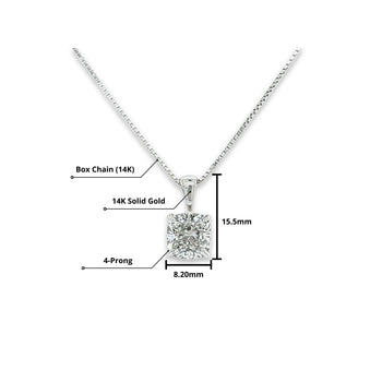 3 carats Pendentif solitaire en diamant de laboratoire taille Coussin en 14K – Assay Jewelers