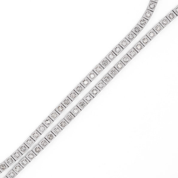3 Carat Diamond Pave Halo Box Platinum Chain Tennis Necklace
