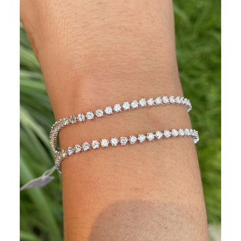 3 Carat Natural Diamond Tennis Ball Bracelet in 18k Solid White Gold – Assay Jewelers