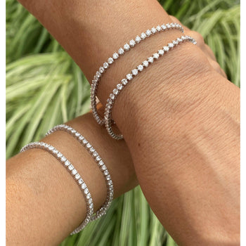 3 Carat Natural Diamond Tennis Ball Bracelet in 18k Solid White Gold – Assay Jewelers