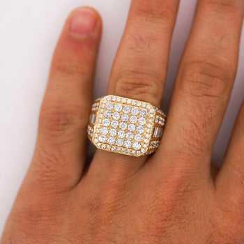 3 Carat Round & Baguette Diamond 14K Gold Mens Cluster Ring – Assay Jewelers