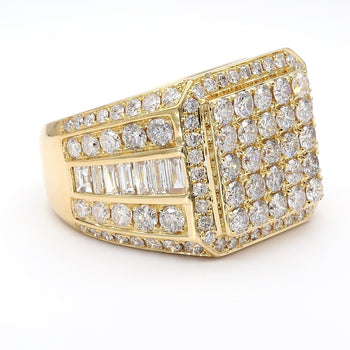 3 Carat Round & Baguette Diamond 14K Gold Mens Cluster Ring – Assay Jewelers