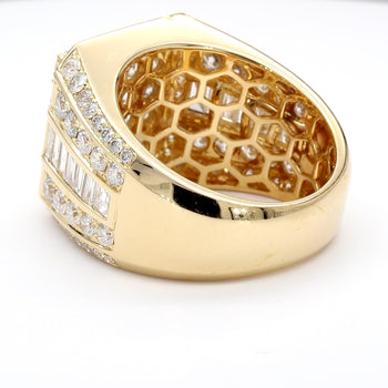 3 Carat Round & Baguette Diamond 14K Gold Mens Cluster Ring – Assay Jewelers
