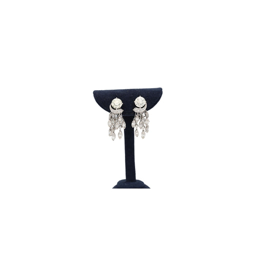 3 Carat Round & Marquise Cut Natural Diamond Chandelier Drop Earrings