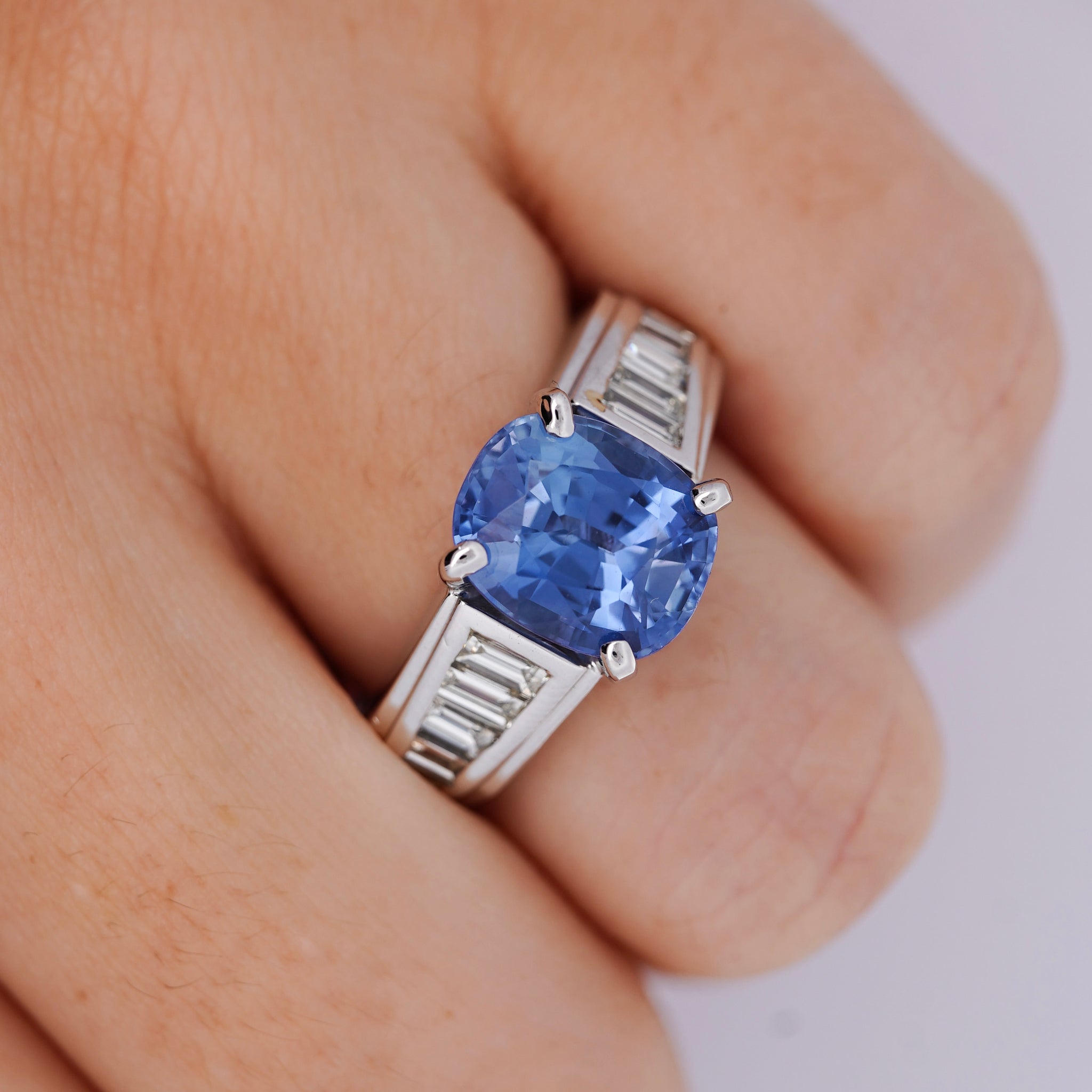 4.71ct Oval Cut No Heat Sri Lanka Blue Sapphire Ring