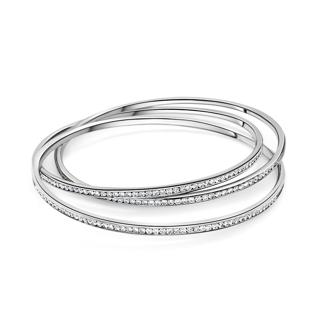 3 Piece Interlocking 7 Carat Diamond Bangle Bracelet in 18k White Gold-Bangles-ASSAY