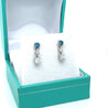 3 Stone Round Cut Natural Blue and White Diamond Drop Earrings In 18K White Gold-Earrings-ASSAY