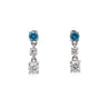 3 Stone Round Cut Natural Blue and White Diamond Drop Earrings In 18K White Gold-Earrings-ASSAY