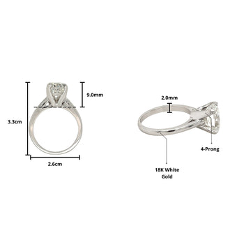 Bague en diamant de laboratoire taille Coussin allongée, 3 carats, G, VS2, certifiée IGI – Assay Jewelers