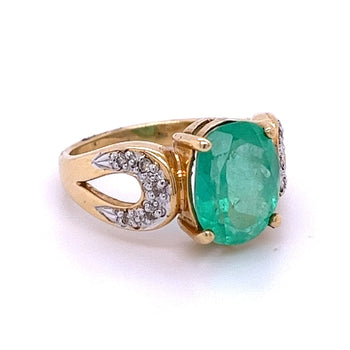 3 carat Oval Cut Colombian Emerald and Diamond Vintage Ring in 14k Gold – Assay Jewelers