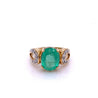 3 carat Oval Cut Colombian Emerald and Diamond Vintage Ring in 14k Gold