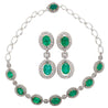 32 Carat Emerald and Rose-Cut Diamond Necklace & Earring Set in 18K Gold