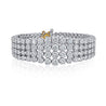 35 Carat TW Round Cut Diamond Platinum 4-Row Bracelet