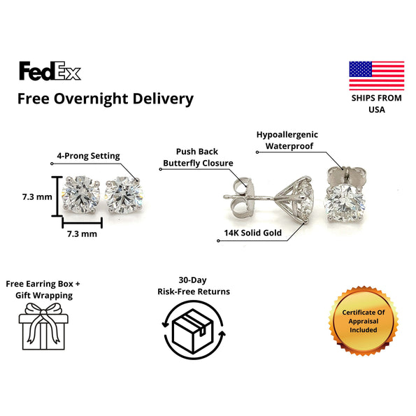 3.02 Carat Total Lab Grown Diamond Stud Earrings | SKU: SM1132