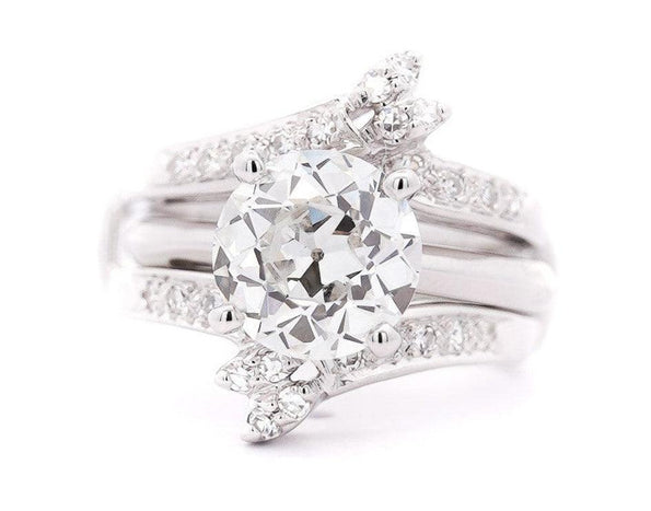 3.03 Carat Old-European Cut IGI Certified CVD Lab Diamond Solitaire Ring and Diamond Jacket Engagement Ring