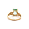 3.04 Carat Emerald Cut Emerald 14K Yellow Gold Curved Shank Solitaire Ring