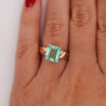 3.04 Carat Emerald Cut Emerald 14K Yellow Gold Curved Shank Solitaire Ring